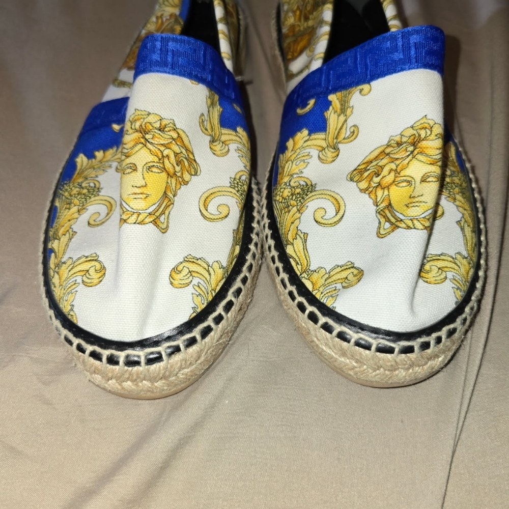 Versace Blue and Gold Medusa Espadrilles - Picture 12 of 12